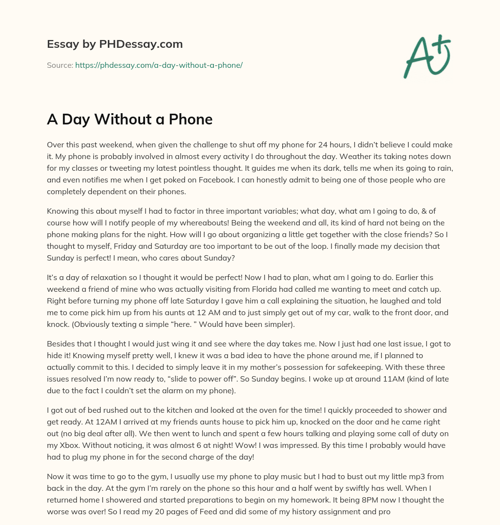 life without phone essay