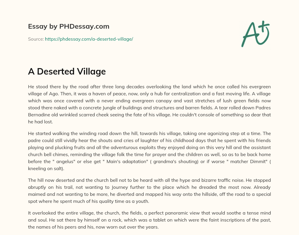 A Deserted Village essay