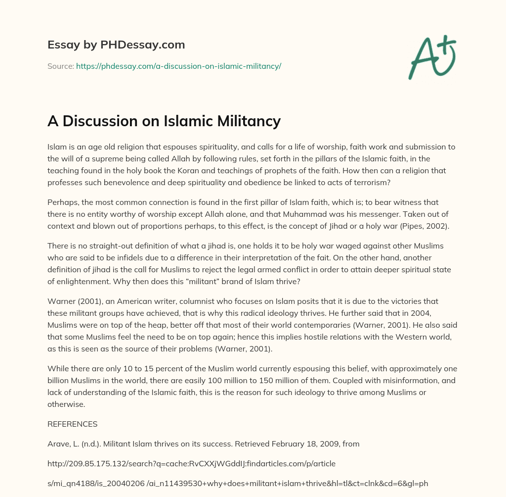 A Discussion on Islamic Militancy essay