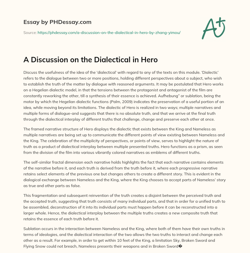 A Discussion on the Dialectical in Hero essay