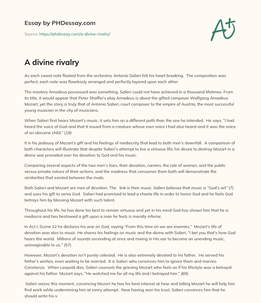 A divine rivalry essay