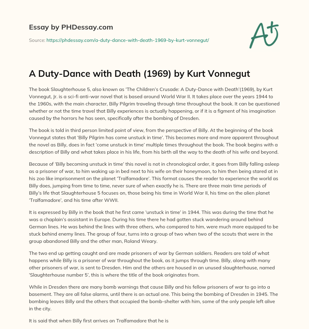 A Duty-Dance with Death (1969) by Kurt Vonnegut essay