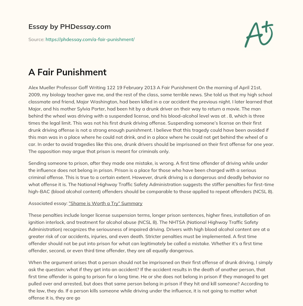 A Fair Punishment essay