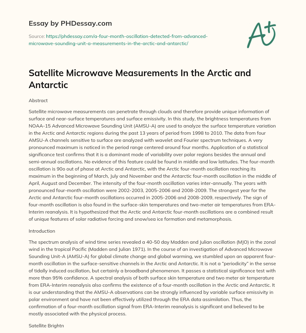 Satellite Microwave Measurements In the Arctic and Antarctic essay