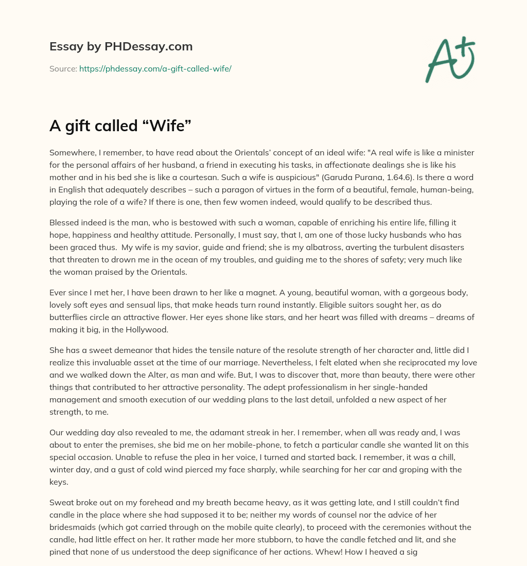 A gift called “Wife” essay