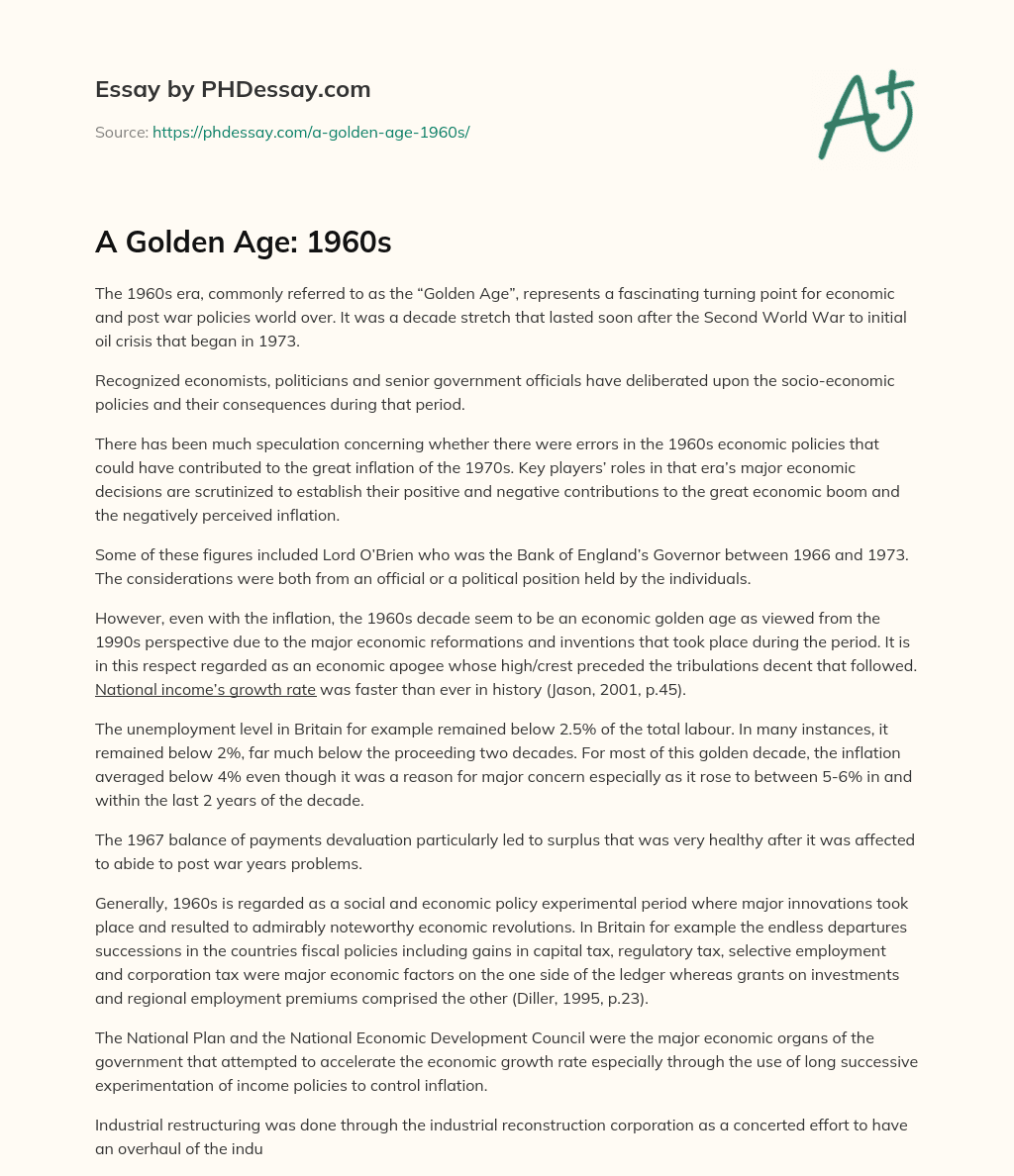 A Golden Age: 1960s essay