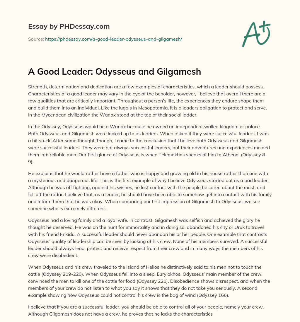 odysseus good leader essay