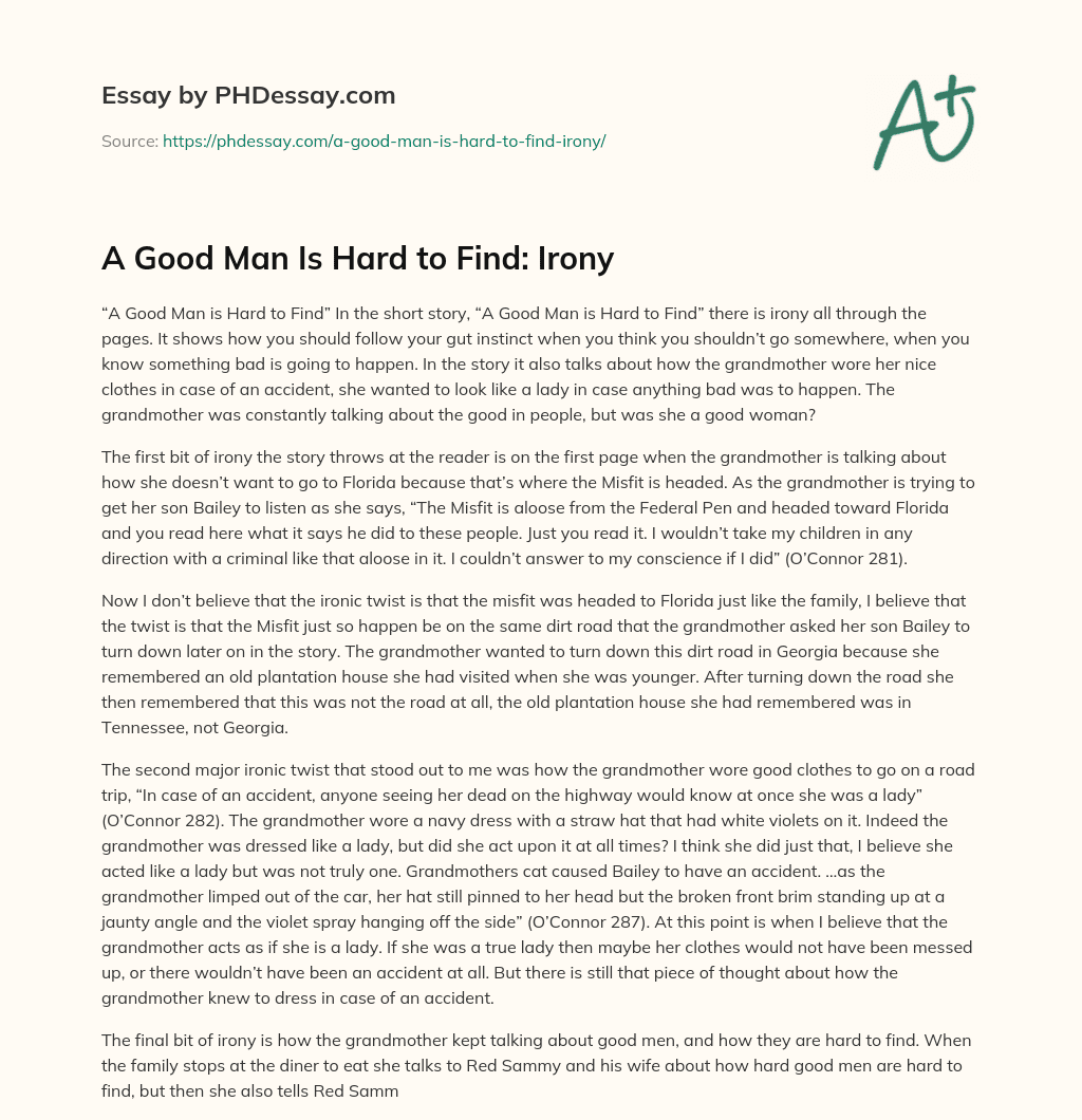 A Good Man Is Hard to Find: Irony essay