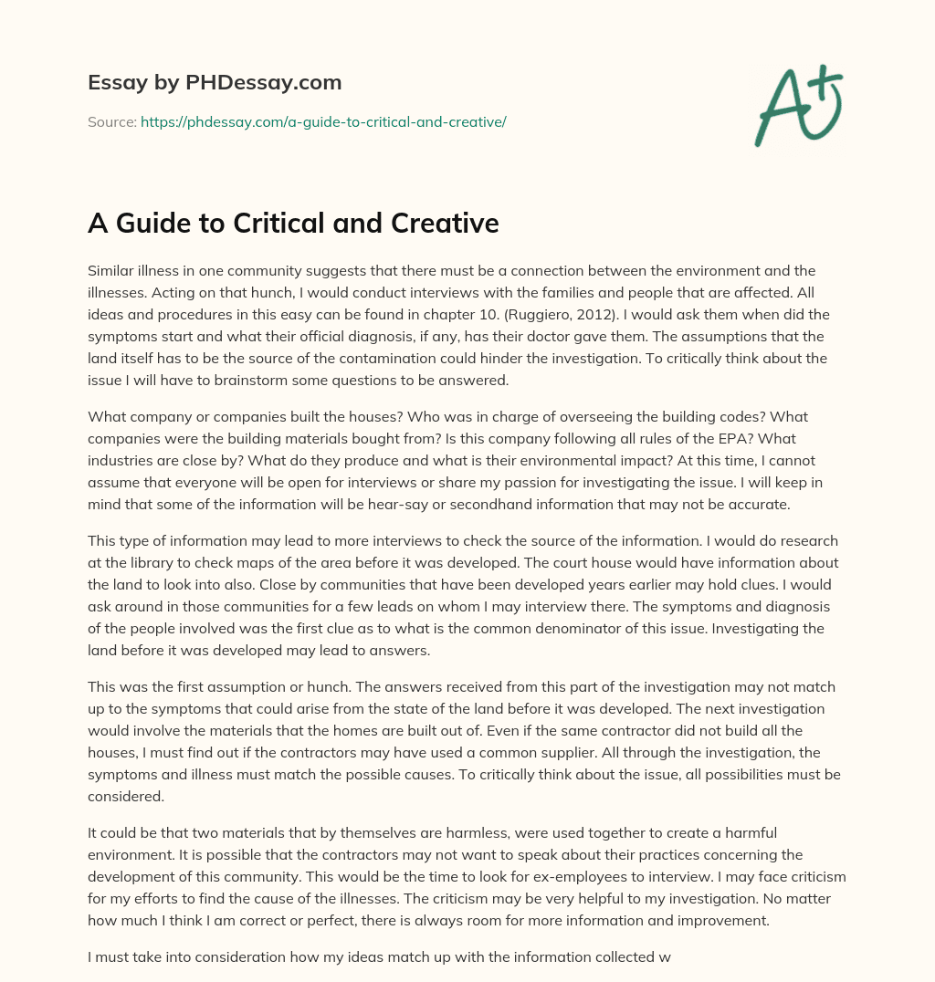 A Guide to Critical and Creative essay