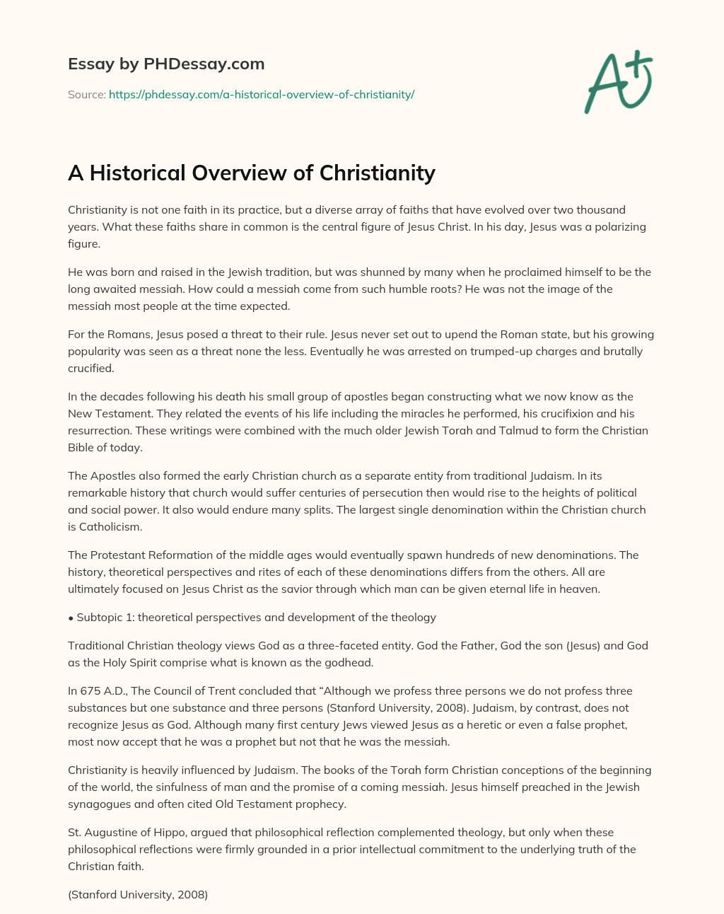 phd history of christianity