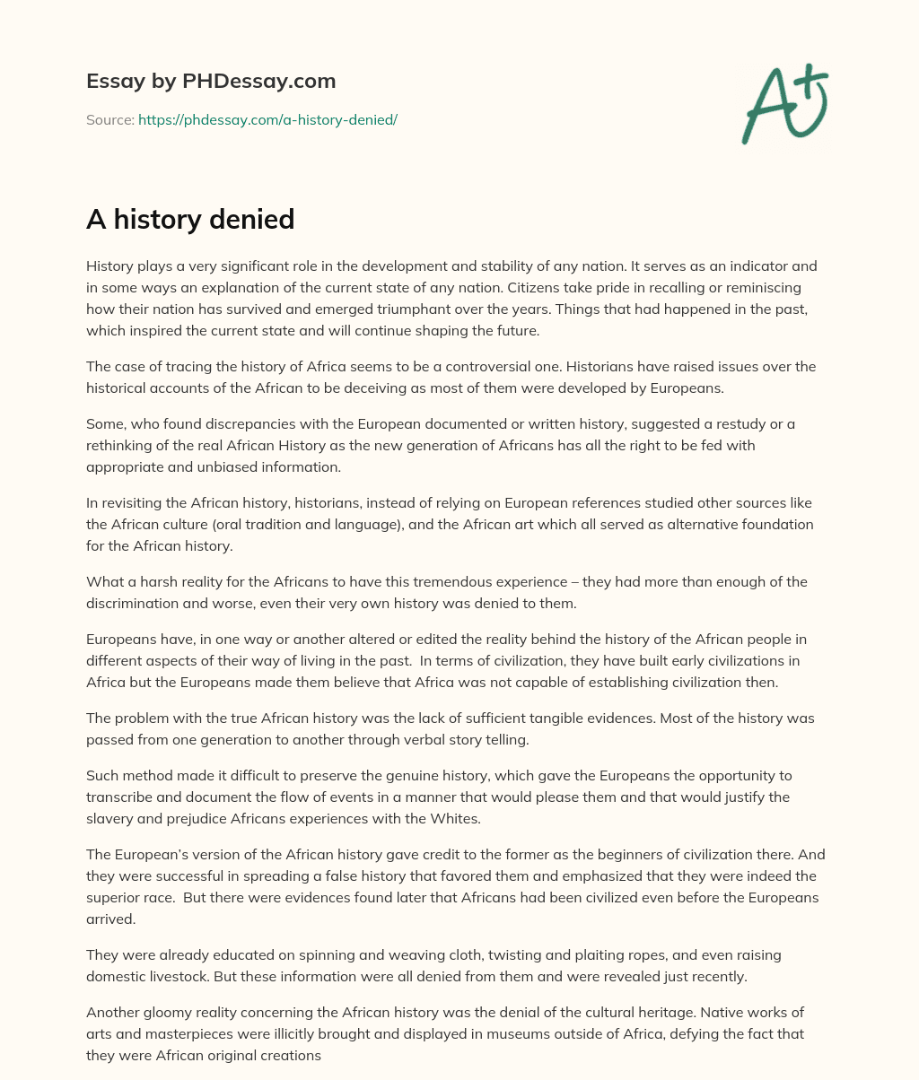 A history denied essay