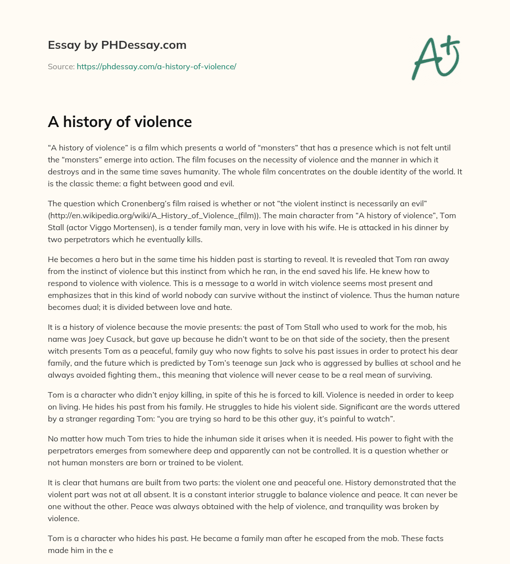 essay on history of violence