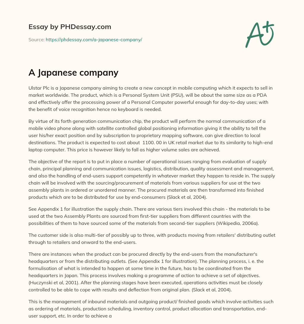 A Japanese company essay