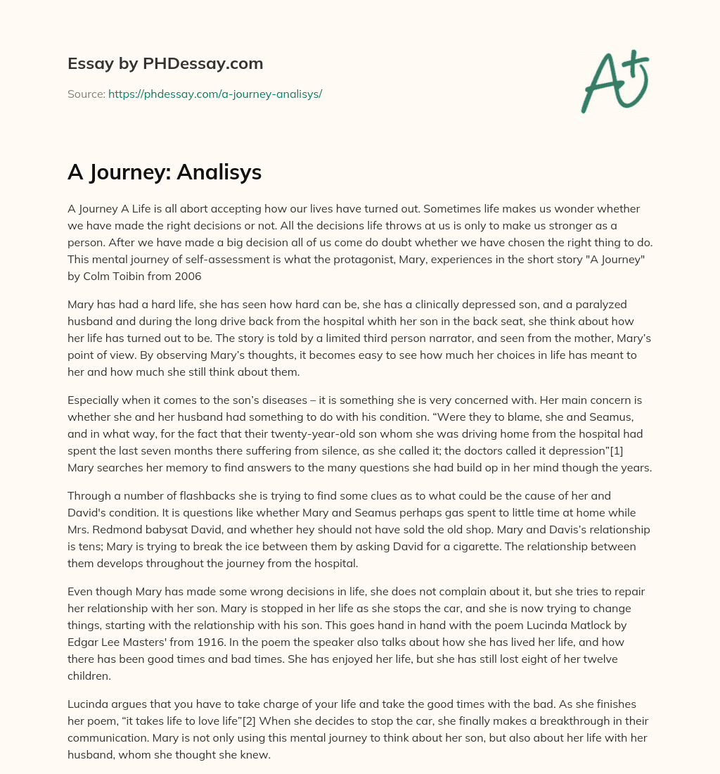 A Journey: Analisys essay