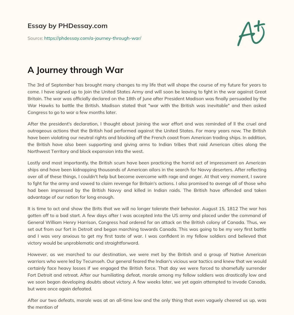 A Journey through War essay
