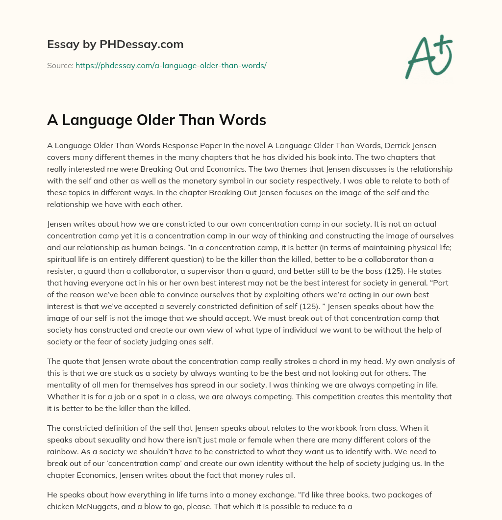 A Language Older Than Words essay