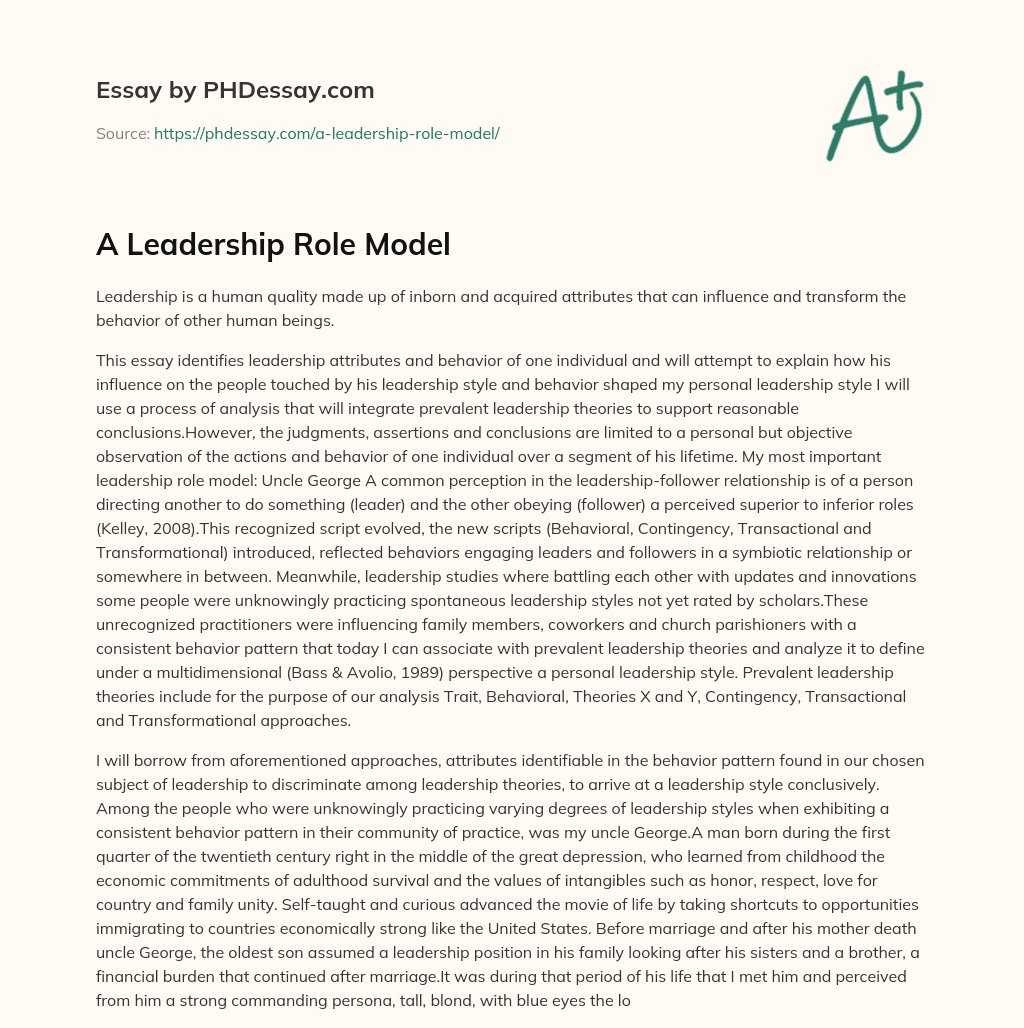 A Leadership Role Model essay