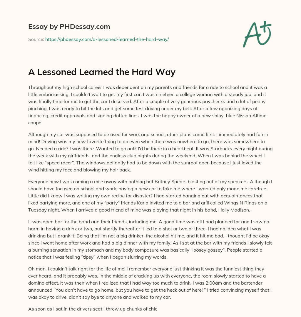 a lesson you learned the hard way essay