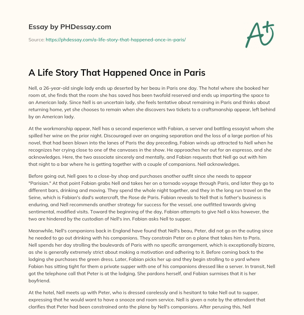 A Life Story That Happened Once in Paris essay