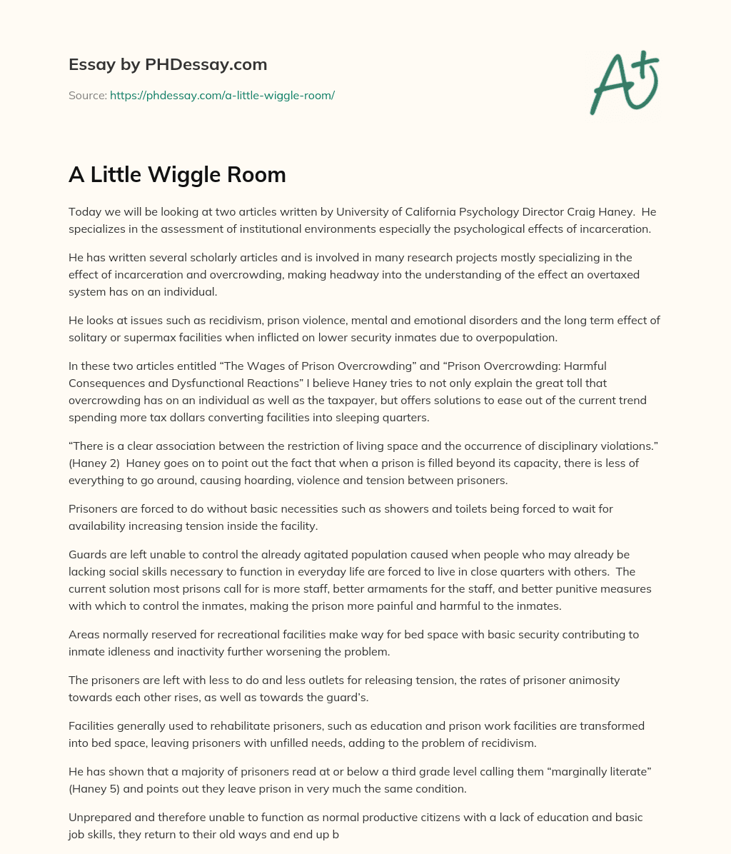 A Little Wiggle Room essay