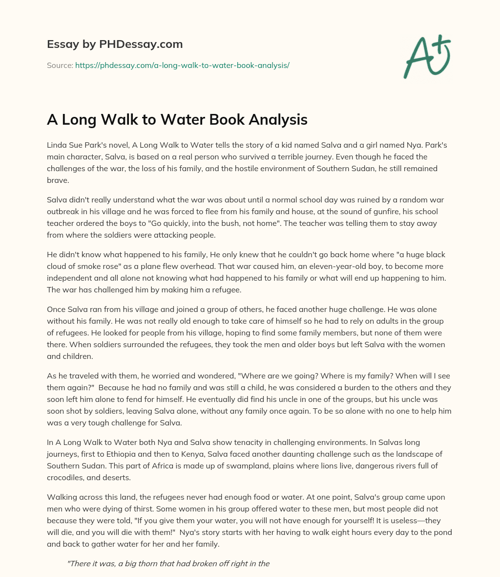 essay about a long walk to water