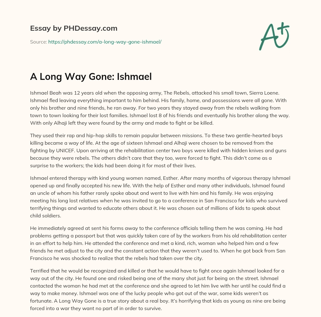 A Long Way Gone: Ishmael essay