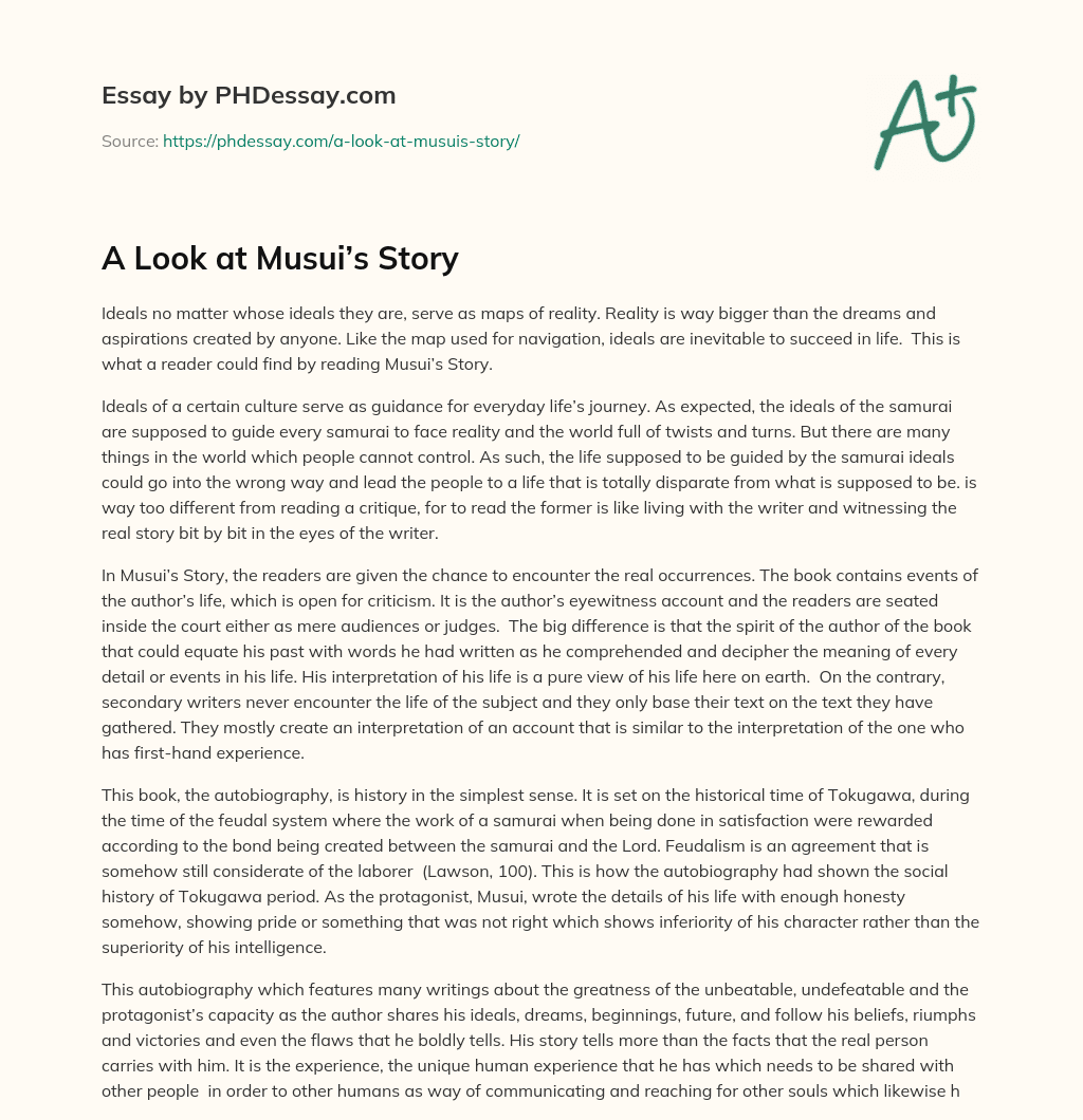 A Look at Musui’s Story essay