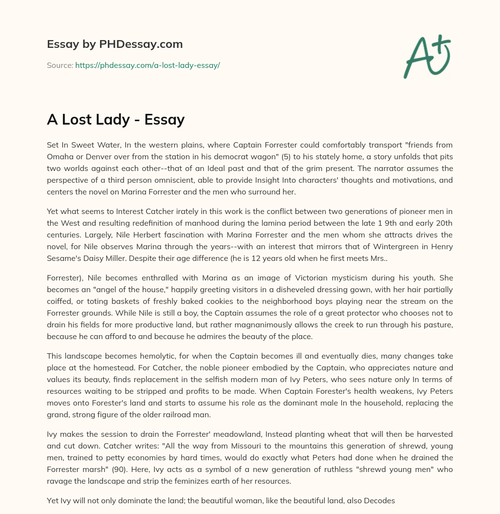 A Lost Lady – Essay essay