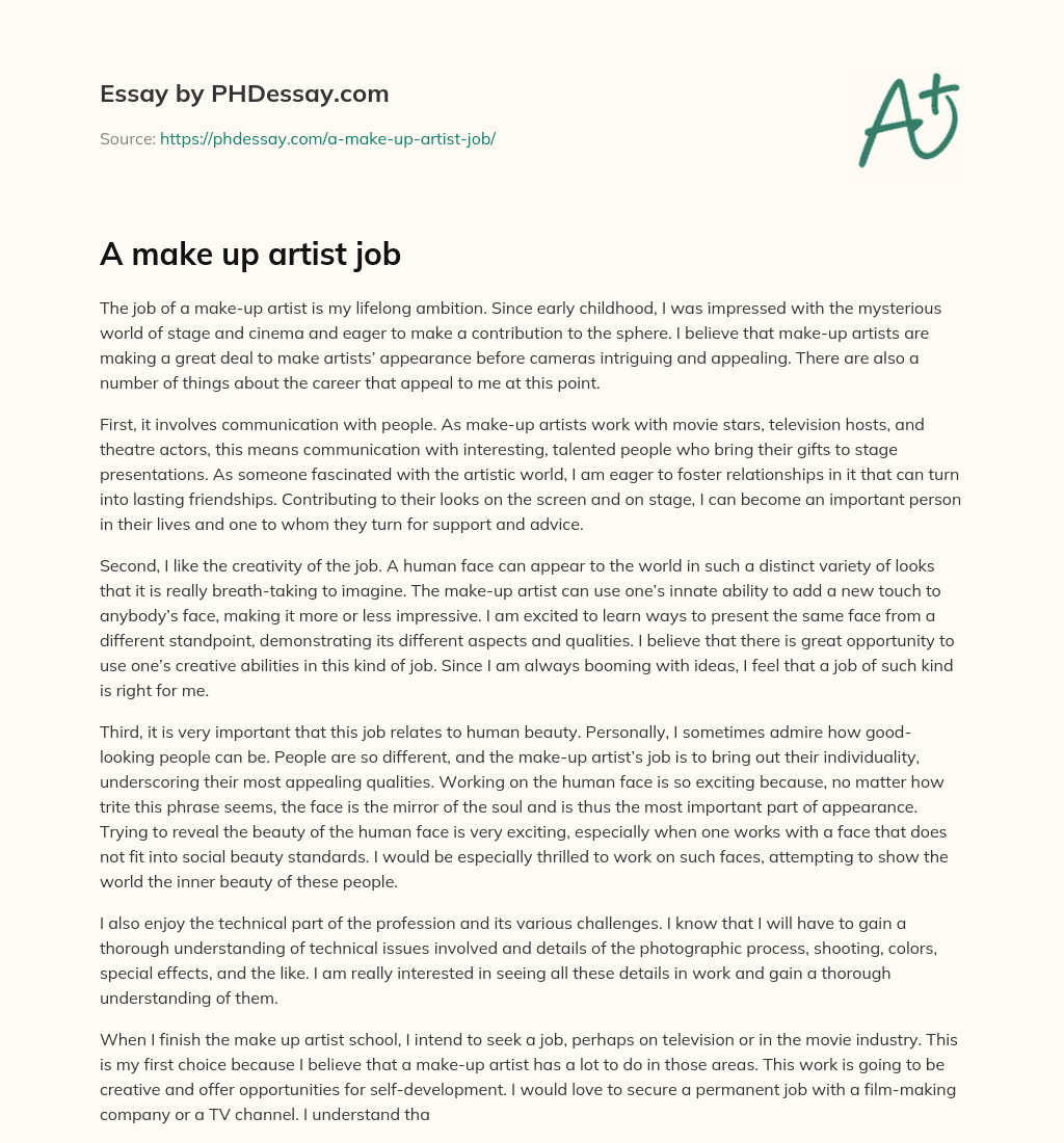 A make up artist job essay
