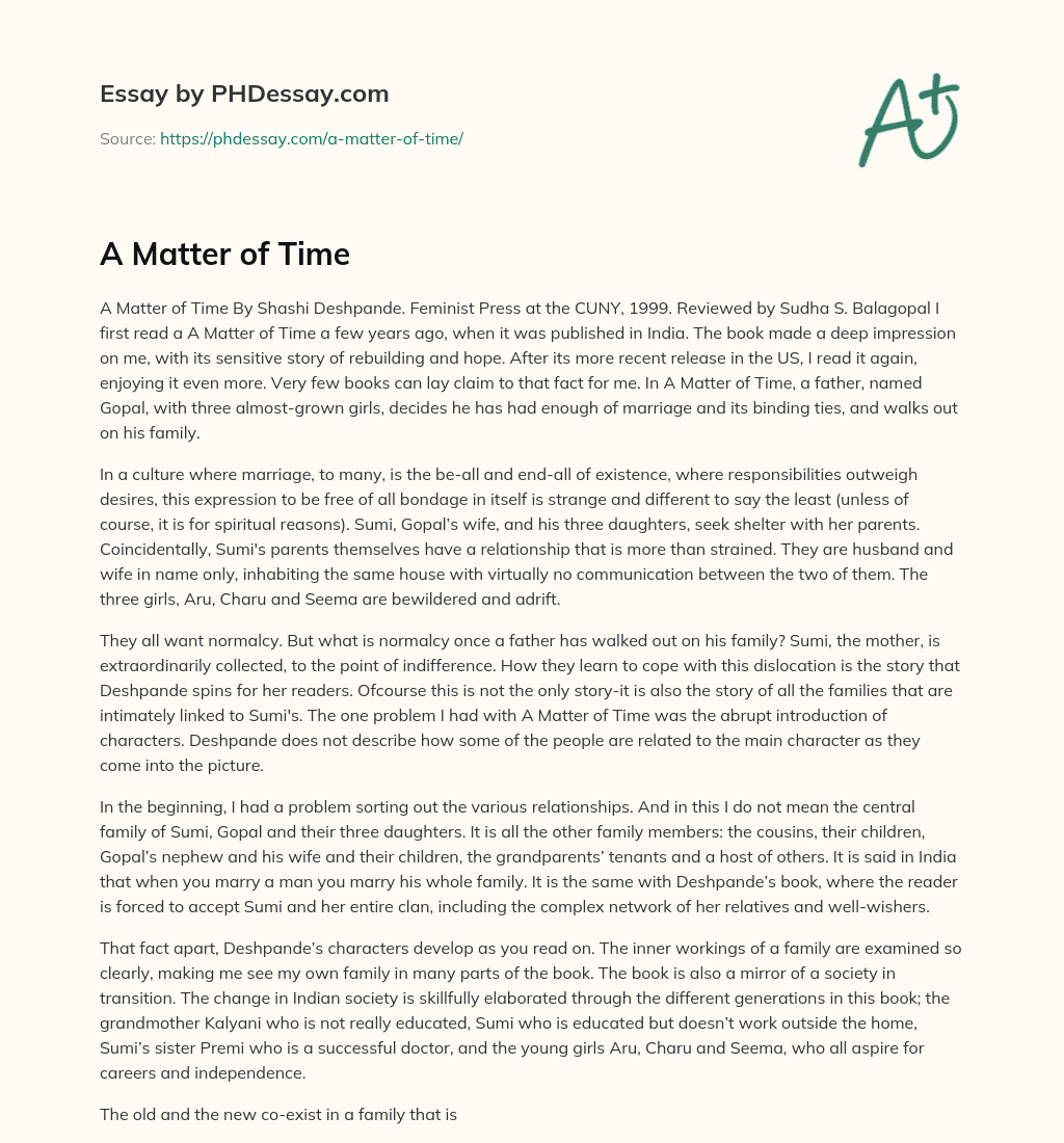 A Matter of Time essay