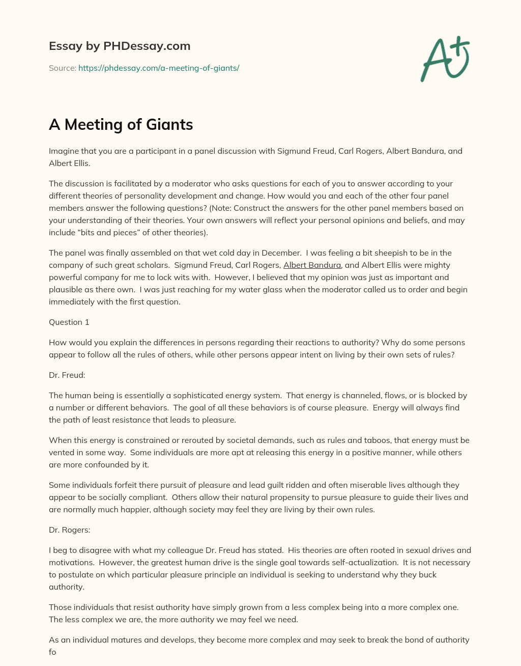 A Meeting of Giants essay