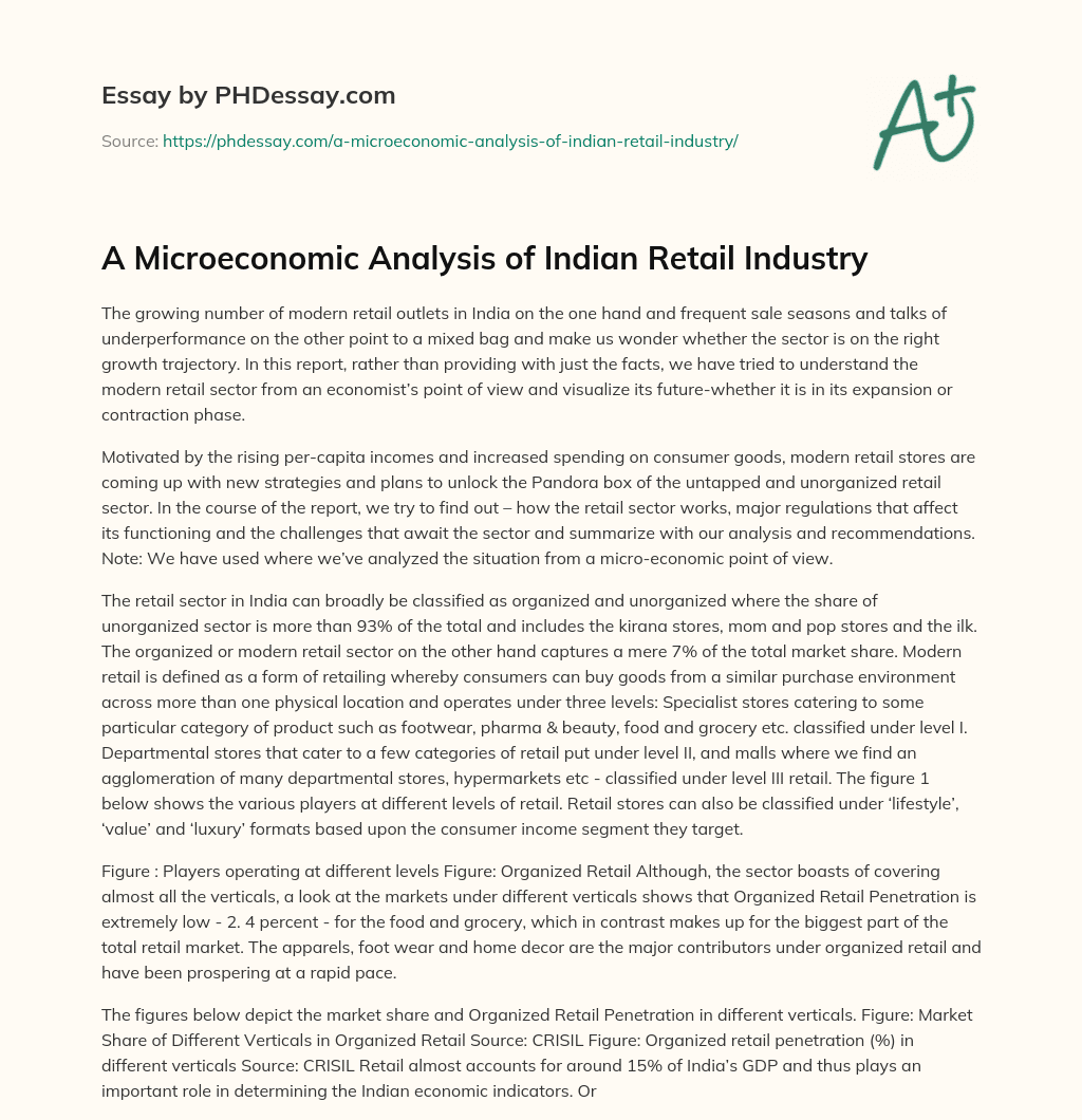 A Microeconomic Analysis of Indian Retail Industry essay
