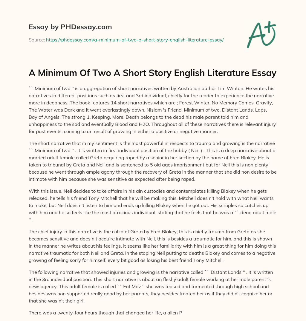 A Minimum Of Two A Short Story English Literature Essay essay