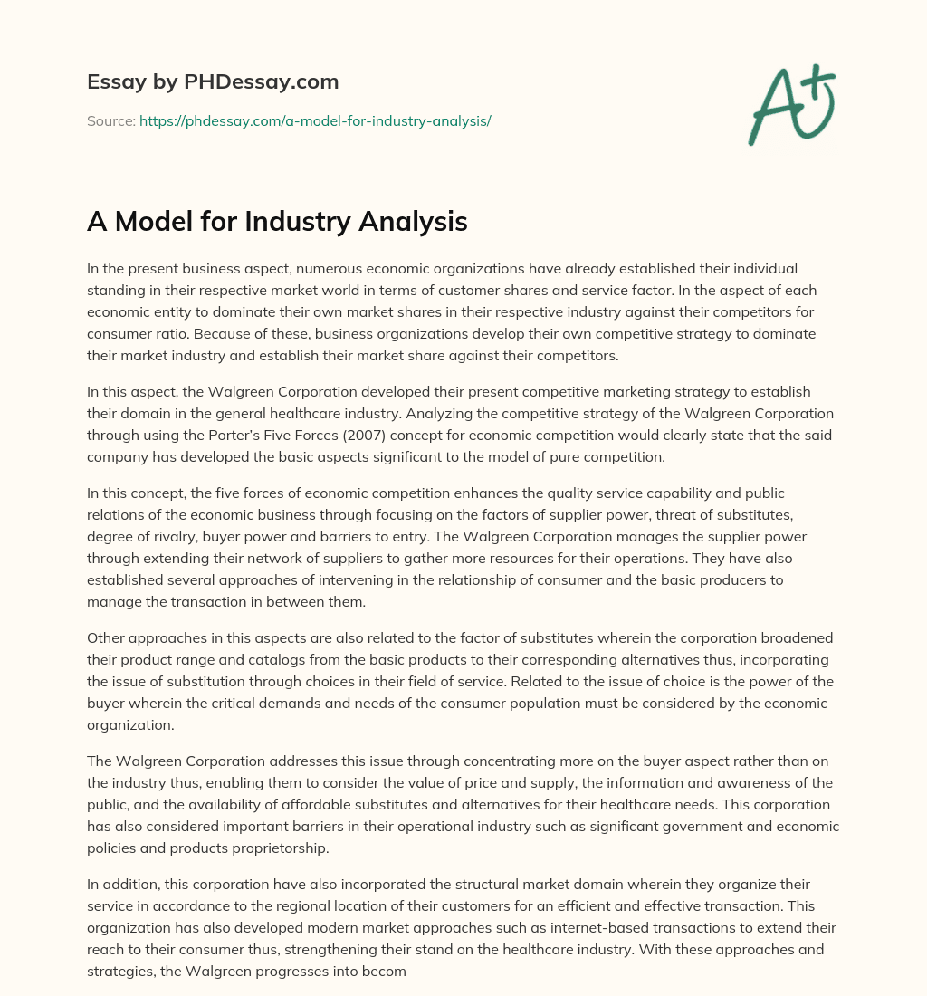 A Model for Industry Analysis essay