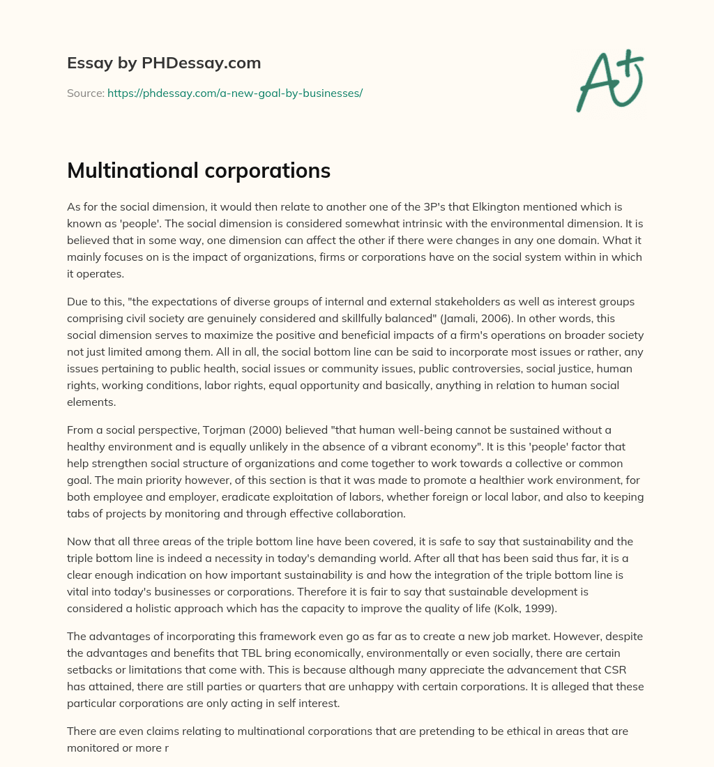 Multinational corporations essay