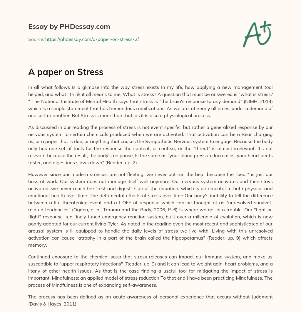 A paper on Stress essay