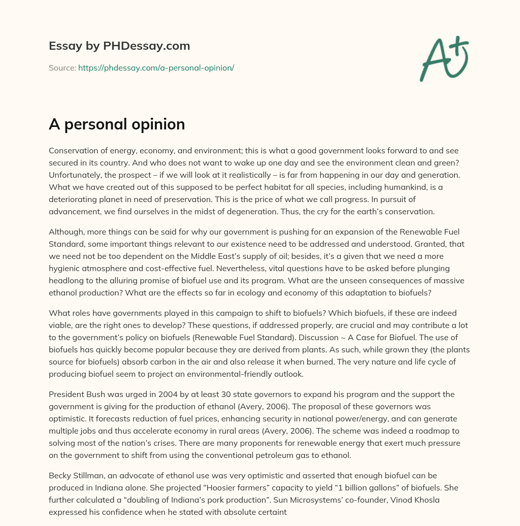A personal opinion essay