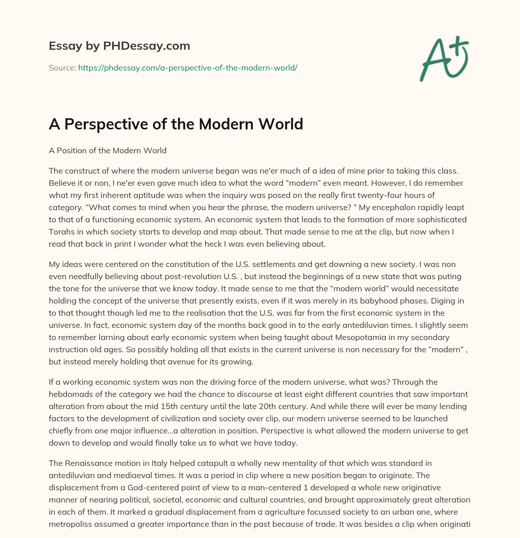A Perspective of the Modern World essay