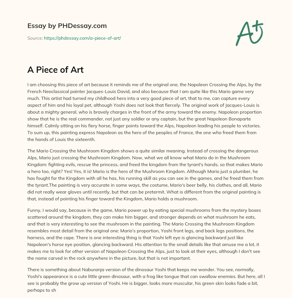 A Piece of Art essay