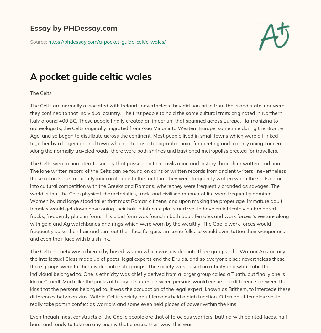 A pocket guide celtic wales essay