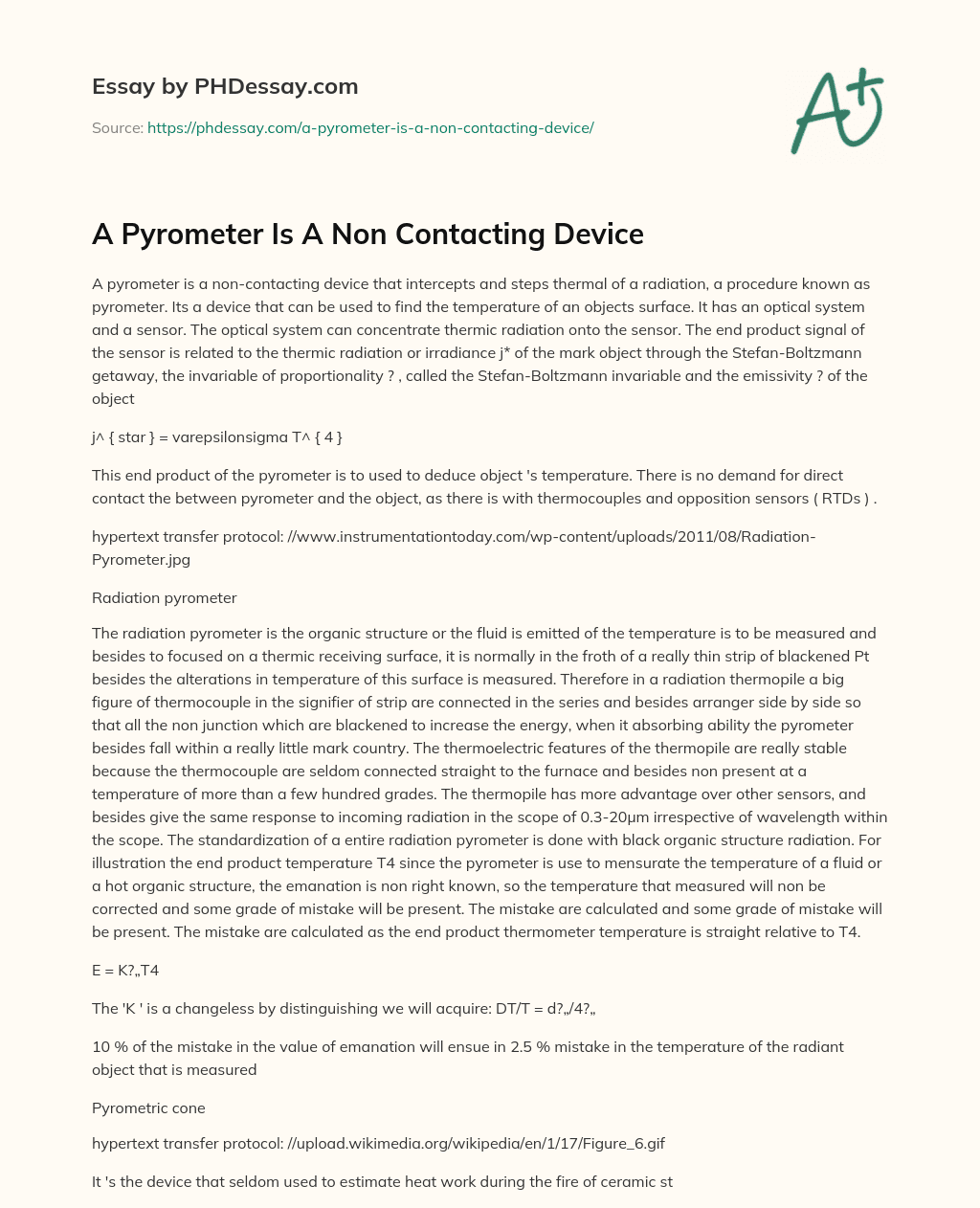 A Pyrometer Is A Non Contacting Device essay