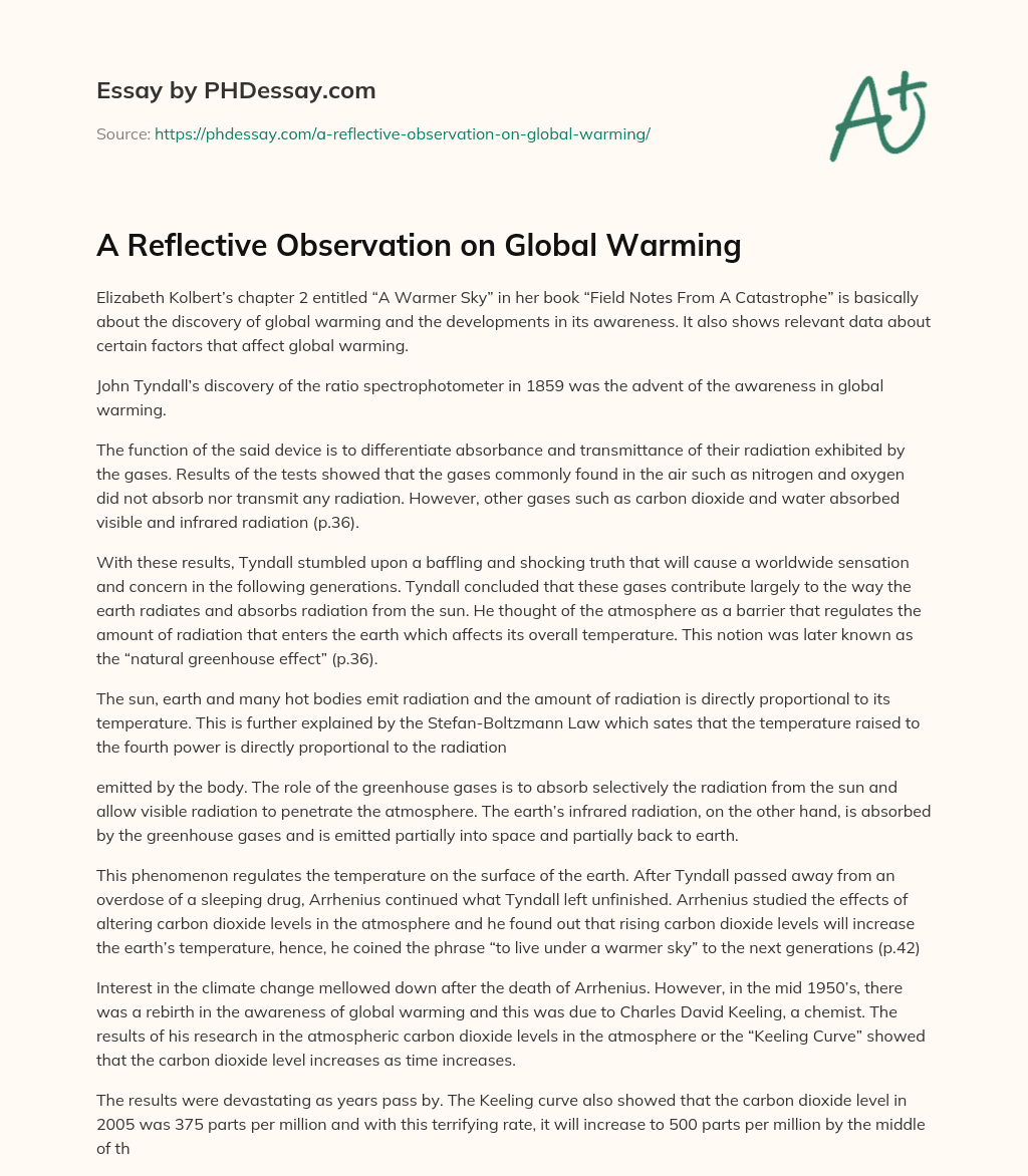 A Reflective Observation on Global Warming essay