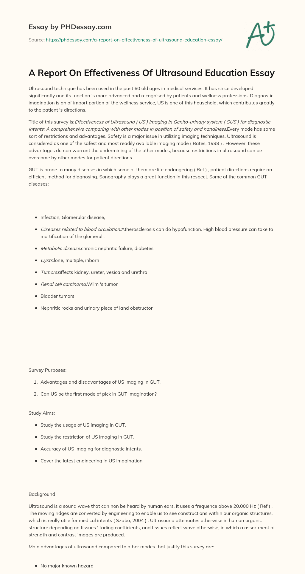 A Report On Effectiveness Of Ultrasound Education Essay essay