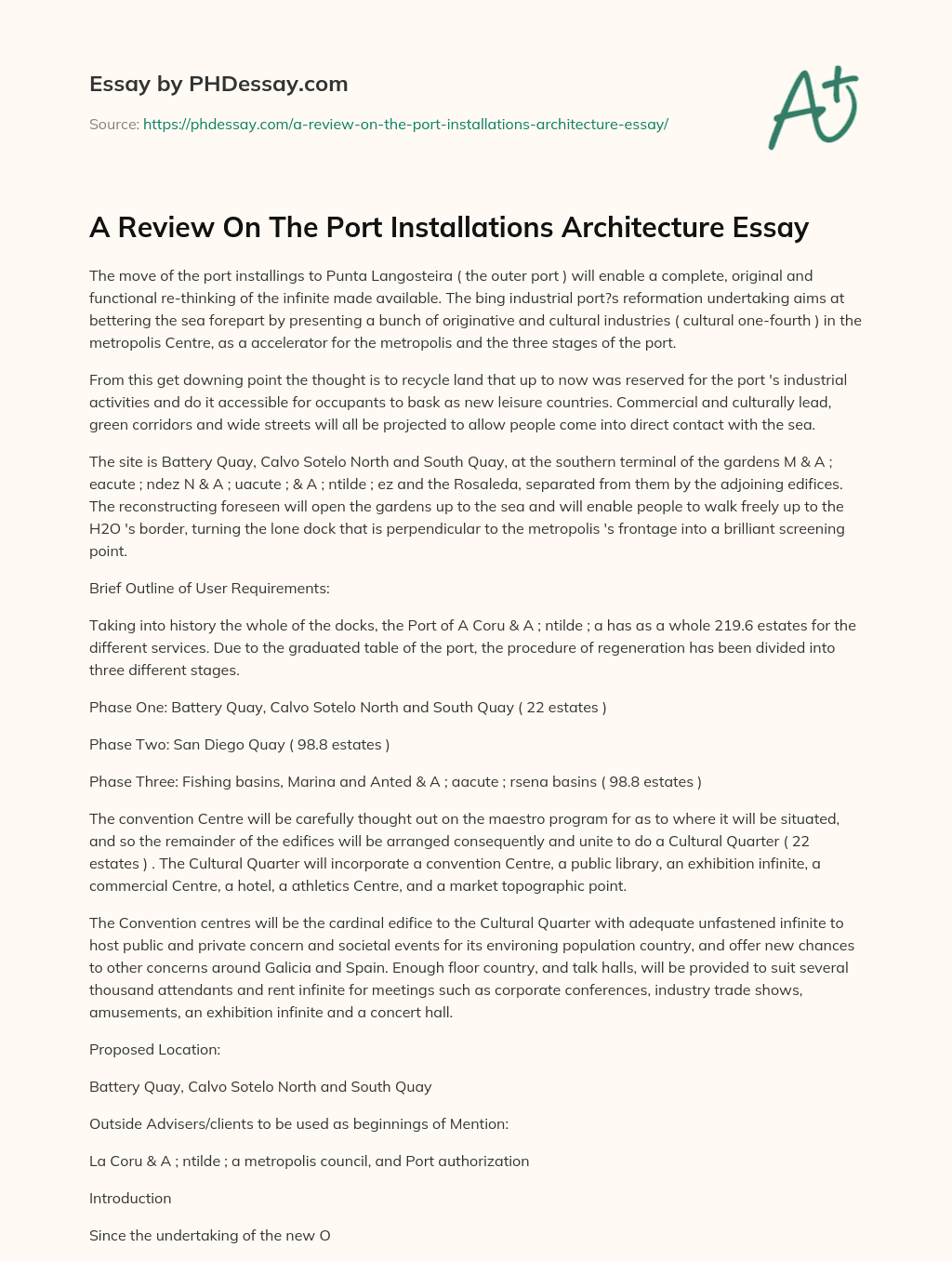 A Review On The Port Installations Architecture Essay essay