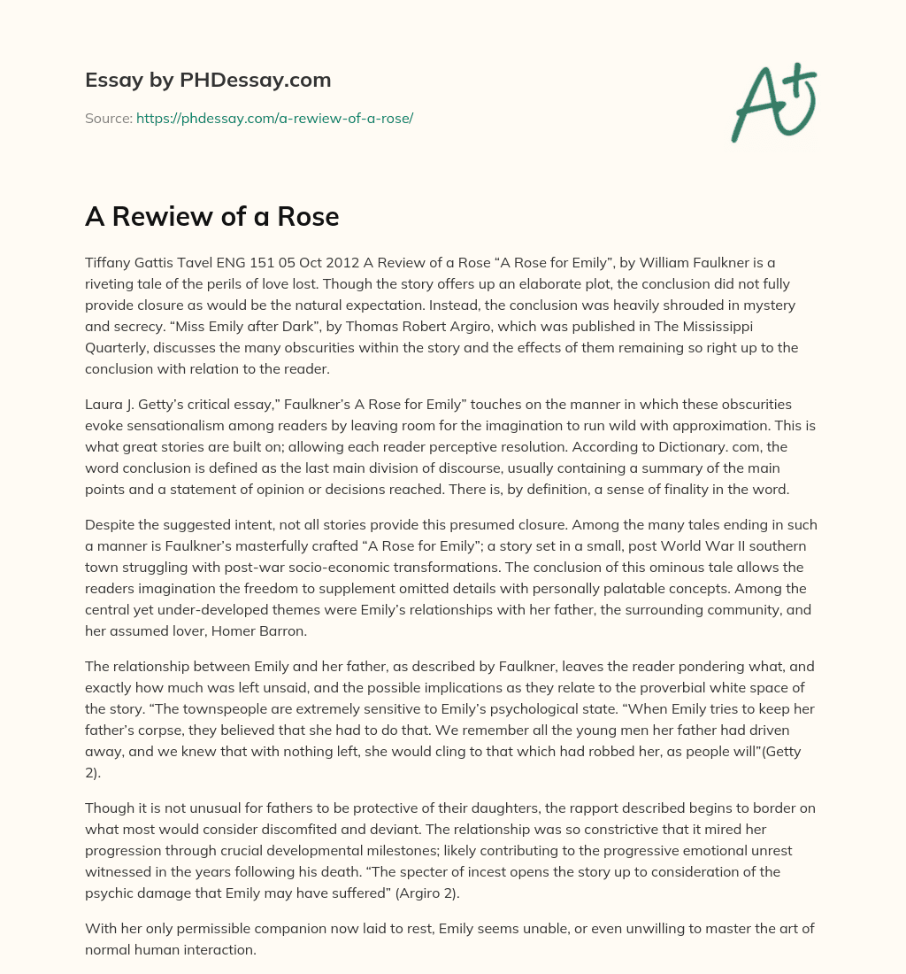 A Rewiew of a Rose essay
