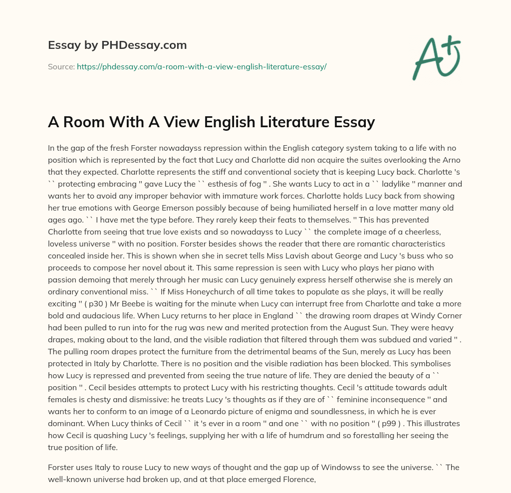 A Room With A View English Literature Essay essay