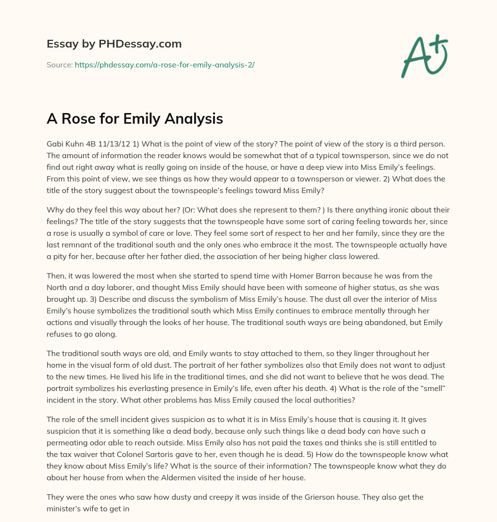 A Rose for Emily Analysis