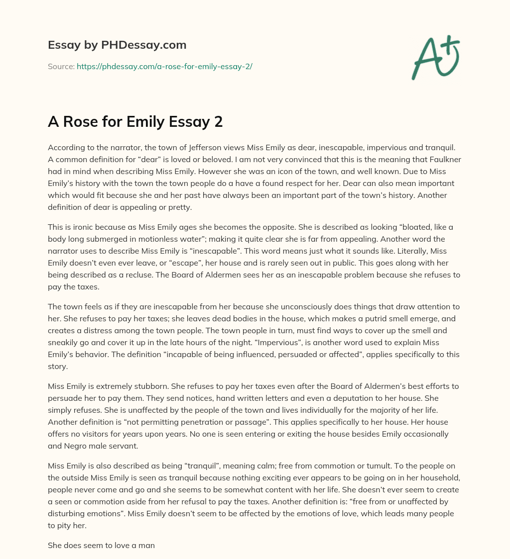 A Rose for Emily Essay 2 essay