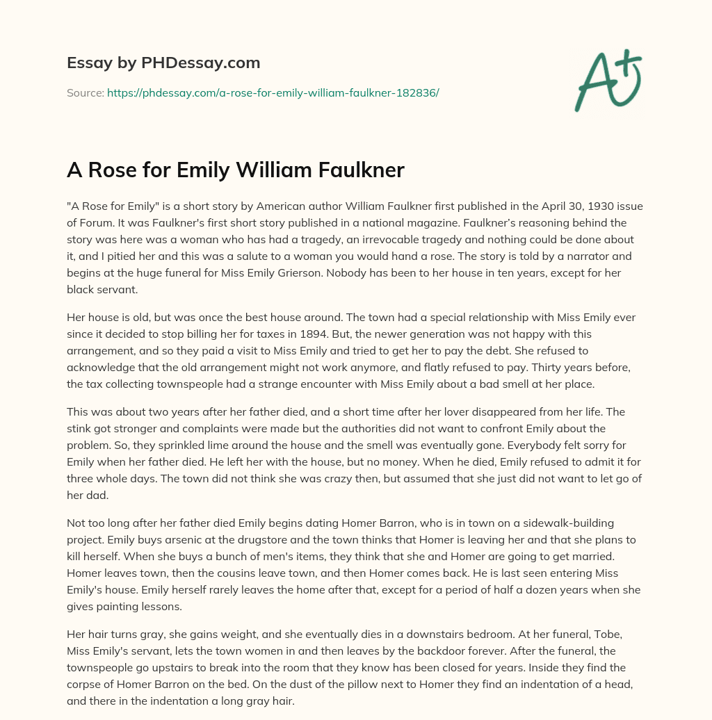 A Rose for Emily William Faulkner essay