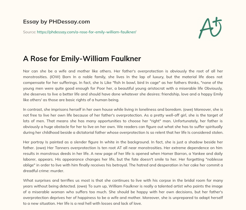 a rose for emily by william faulkner essay